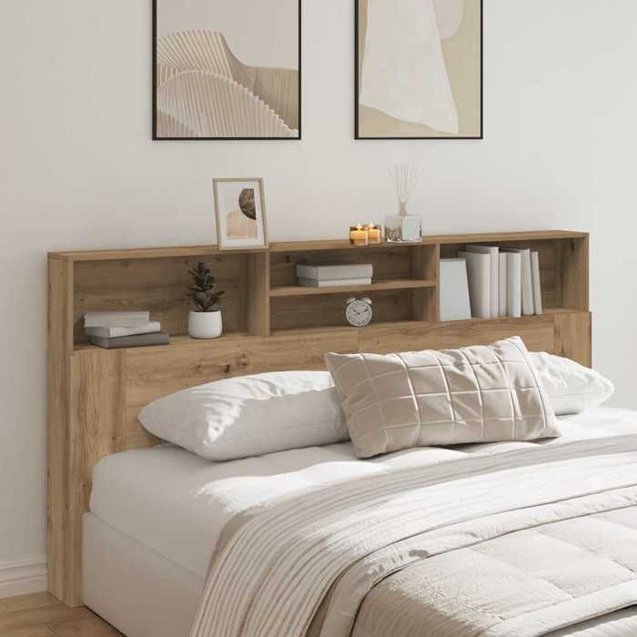 vidaXL Armoire de tête de lit chêne artisanal 200x19x1035 cm 856875