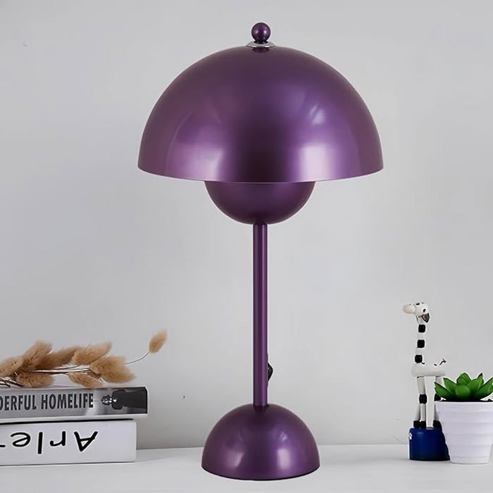 Lampe de Table pour Chambre Métal Violet Design Flowerdepot Idéale pour Salon Enfants Bureau Étude E27