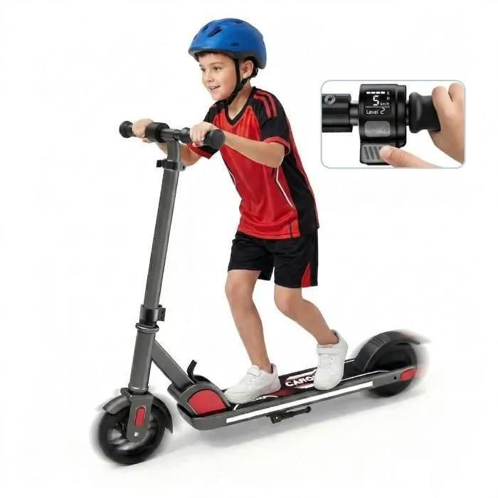 Trottinette électrique pour Enfants Et Adolescents 6-14 Ans - Néons colorés - 150W - Pliable - écran LCD -Bleu