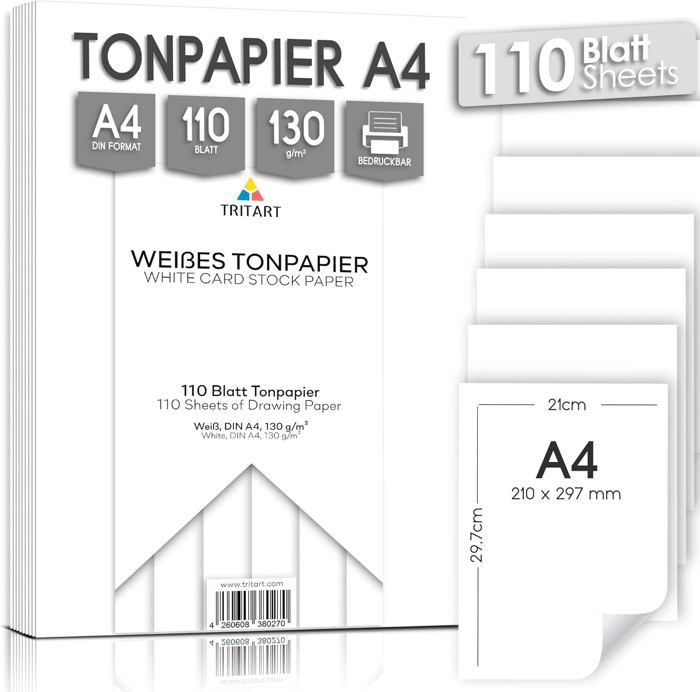 Tradineur - Lot De 200 Feuilles A4 Perforées Pour Classeur - Papier 90g - Idéal Pour L'école Et Le Bureau - 12