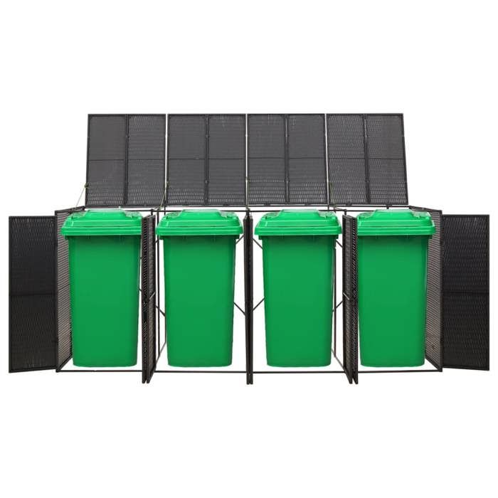 Bonne qualité - Abri pour poubelle - Armoire poubelle - quadruple Noir 274x80x117 cm Résine tressée - MAW80528159
