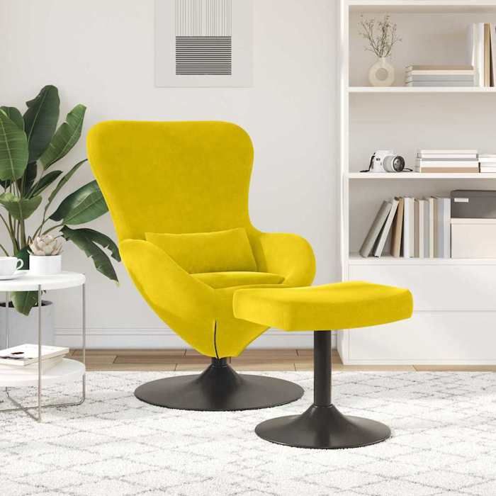 CLARENCE® Fauteuil simple - Chaise-Canapé - pour salon/chambre/bureau - Lot de 2 Jaune 63x73x90 cm Velours LV5345