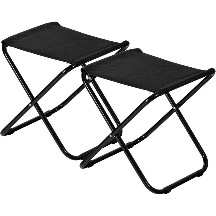 Tabourets pliants - Noir - Lot de 2 - Tabouret de camping en toile pour adultes petit portable léger siège de jardin pliable