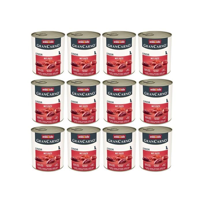 ANIMONDA Grancarno Junior à la dinde Nourriture humide pour chien en boîte 12x800g