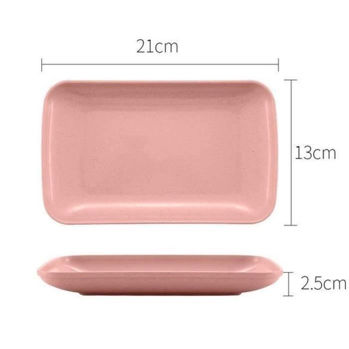 ASSIETTE - PLATEAU REPAS ASSIETTE - PLATEAU REPASPink S--Assiette rectangulaire créative en paille de blé vaisselle saine  ASSIETTE