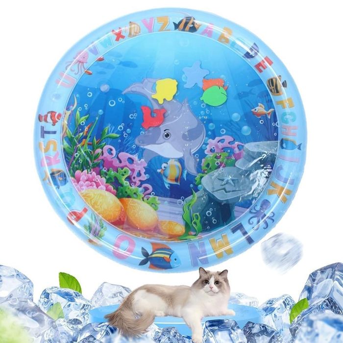 Meilleurs prix pour A Tapis sensoriel aquatique pour animaux de compagnie 65 x 65 cm Jouet poisson pour chat Tapis jeu épais Tapis jeu océan pour chat