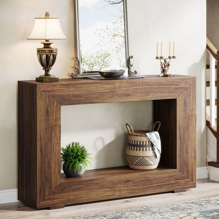 Table Console Tribesigns Espace de Rangement 120x30x86 cm Table Dappoint de Salon Pour Entrée Couloir Salon Brun
