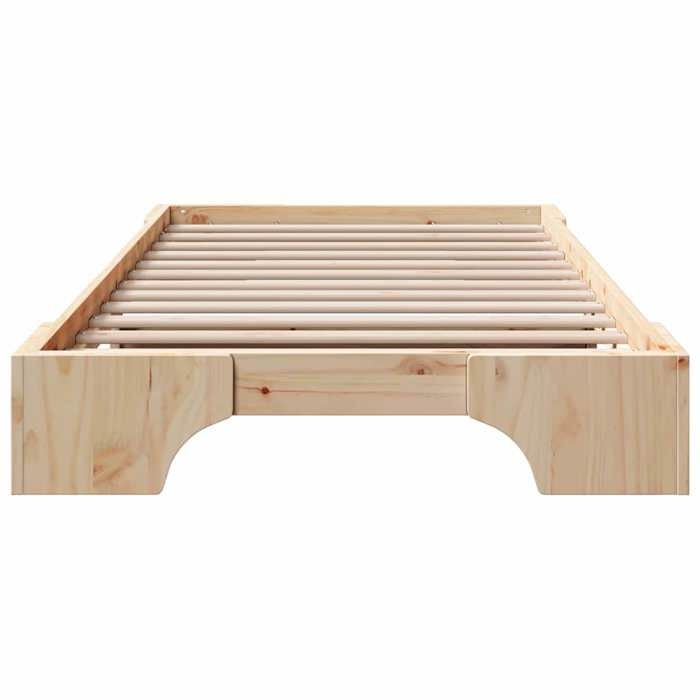 BURKE* Lit simple 90x190 cm Structure de lit classique Naturel Pin massif- LL8288