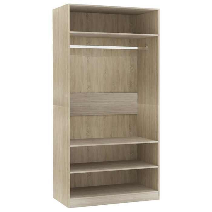 Garde-robe chêne sonoma - KALISSE - 100x50x200 cm - Bois dingénierie - 3 petits compartiments