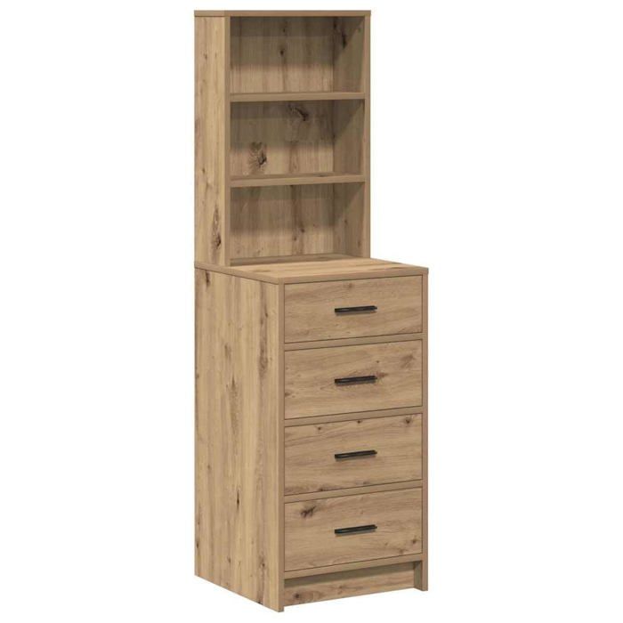 Buffet haut contemporain - vidaXL - 40x41x135 cm - Chêne artisanal - Bois dingénierie - 4 tiroirs - Poids maximal 60 kg
