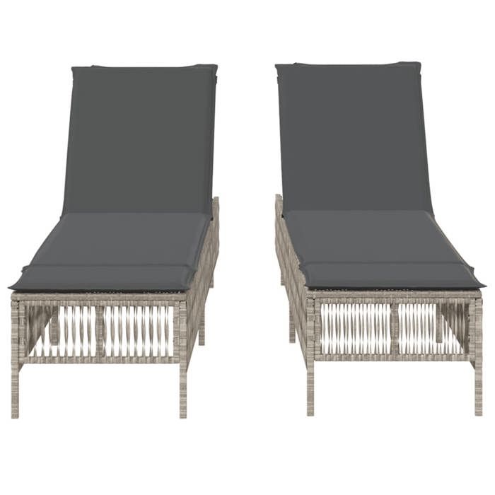 Sale 2026 Chaises longues 2 pcs - BURKE - Lit de repos double - avec coussins -s gris résine tressée Cc120