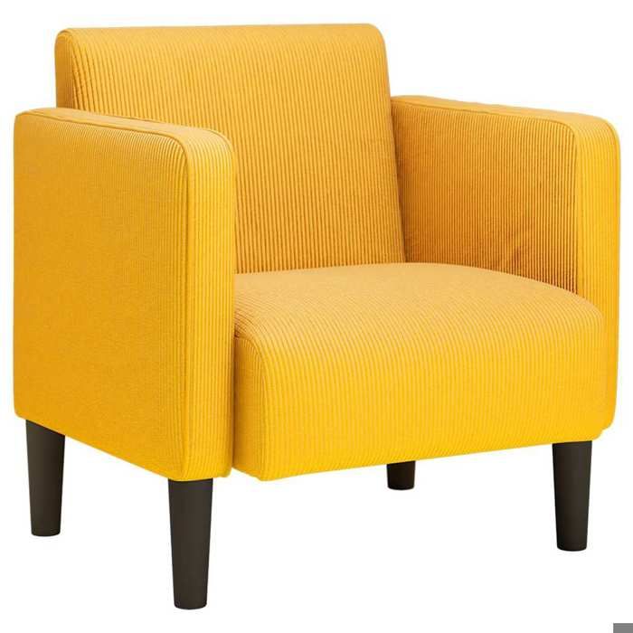 NEUF 2026 CHIC Chaise de canapé SWEETY Fauteuil 1 PLACE accoudoirs jaune foncé 54 cm tissu velours côtelé FF5447