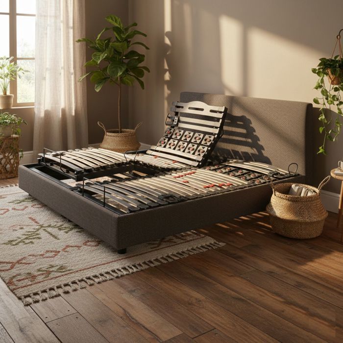 Lit électrique de relaxation en 5 plans de couchage 2x70x190 cm Plénitude Gris Granit - Gris foncé - Garantie 5 ans - Someo Lit électrique de relaxation en 5 plans de couchage 2x70x190 cm Plénitude Gris Granit - Gris foncé - Garantie 5 ans - Someo