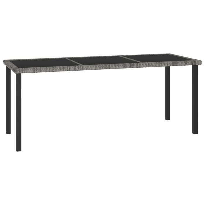 Soldes printemps Table terrasse - Gris - Table à manger/JARDIN - Gris 180x70x73 cm Résine tressée T720