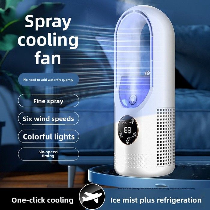 Ventilateur sans pales - Refroidisseur air avec brumisateur USB blanc pour maison et bureau NORVYN