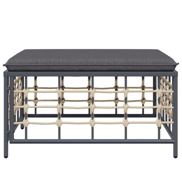 Anthracite Siège de jardin -  Tabouret de jardin - 1 PC - avec coussin gris foncé résine tressée C4879