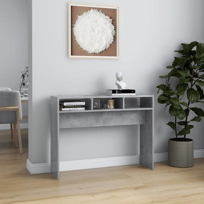 Meuble dentrée de qualité Table de couloir pour salon gris béton 105x30x80 cm bois dingénierie Ma64i5