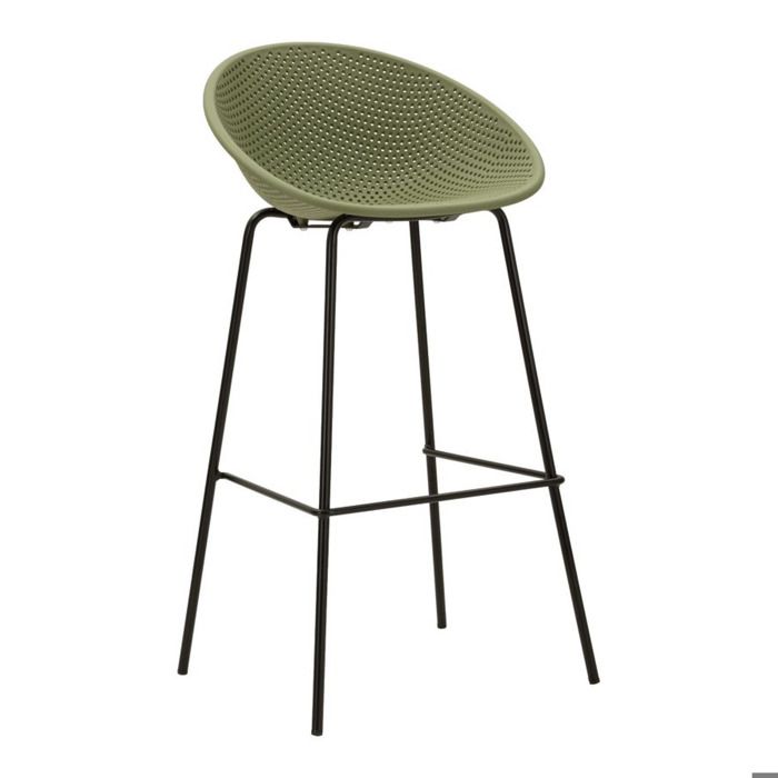 Tabouret de bar Ibiza vert sauge et noir — lot de 2 pièces - Réf. VK8681847413639