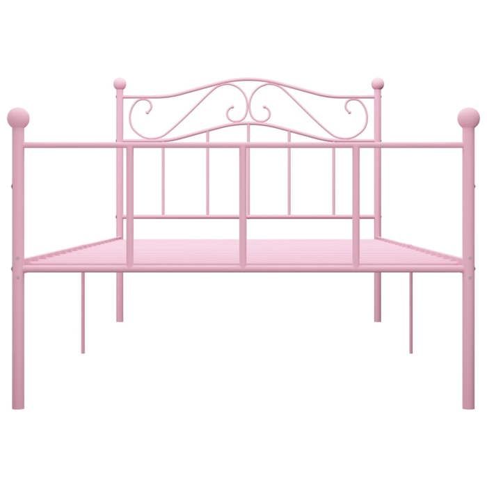 Structure de lit simple - 1 Personne - vidaXL - métal - rose - 90x200 cm - Adulte/enfant - pour chambre eel66z9596562