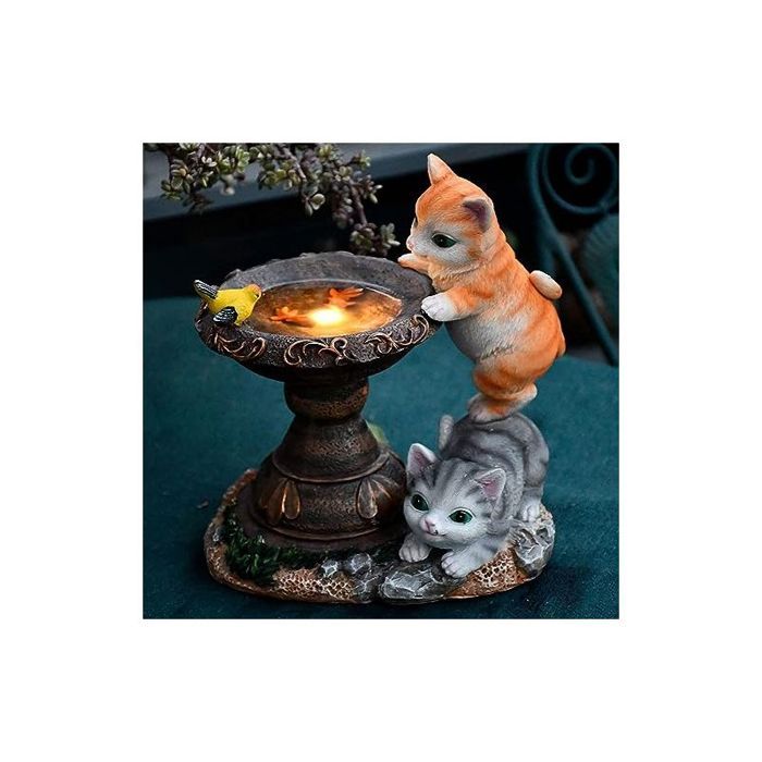 Statue de Chat à énergie Solaire Papillons Lampes solaires pour extérieur Figurine de danimal décorative pour Jardin Sculpture en