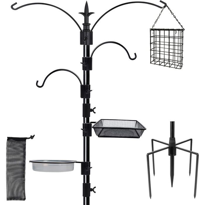 Station de mangeoires pour oiseaux - Dimensions 58 4 x 228 6 cm - Résistant à la rouille - Montage suspendu