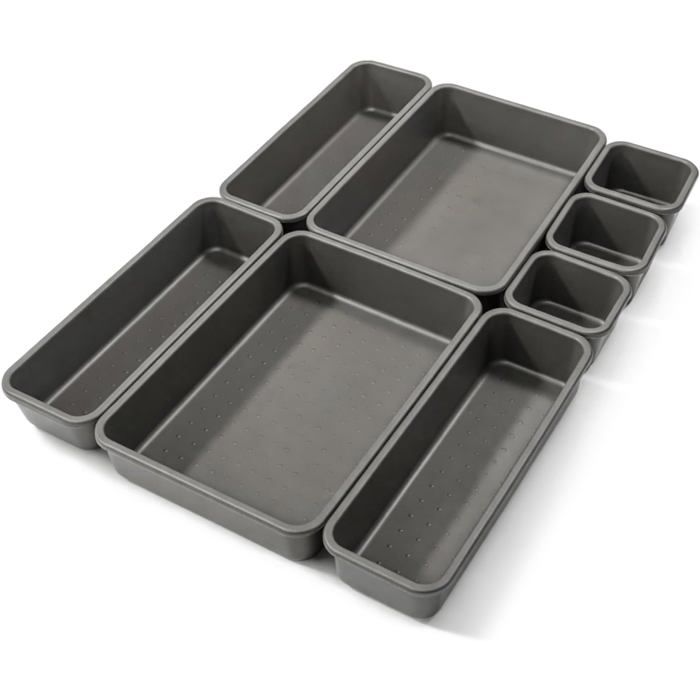 Lot De 8 Boîtes De Rangement En 3 Tailles Organisateurs De Tiroir Pour Étagère Armoire Et Commode