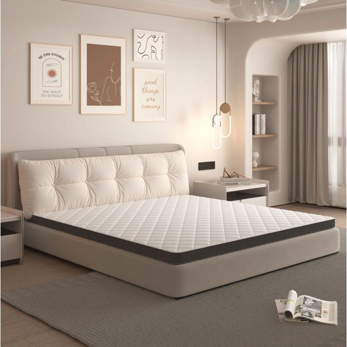 VUENOR Matelas mousse 90 x 200 cm blanc et gris – H3 7 zones OEKO-TEX