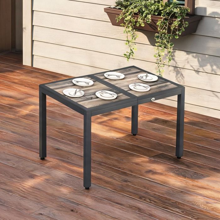 Ensemble Table Chaise De Jardin en Acier galvanisé PSPC Gris foncé 140 x 80 x 72 cm