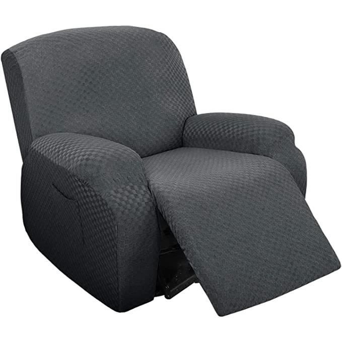 Extensible Housse Fauteuil Relax Complète Housse De Fauteuil WOVTE 1 Places Antidérapant Couverture - gris foncé