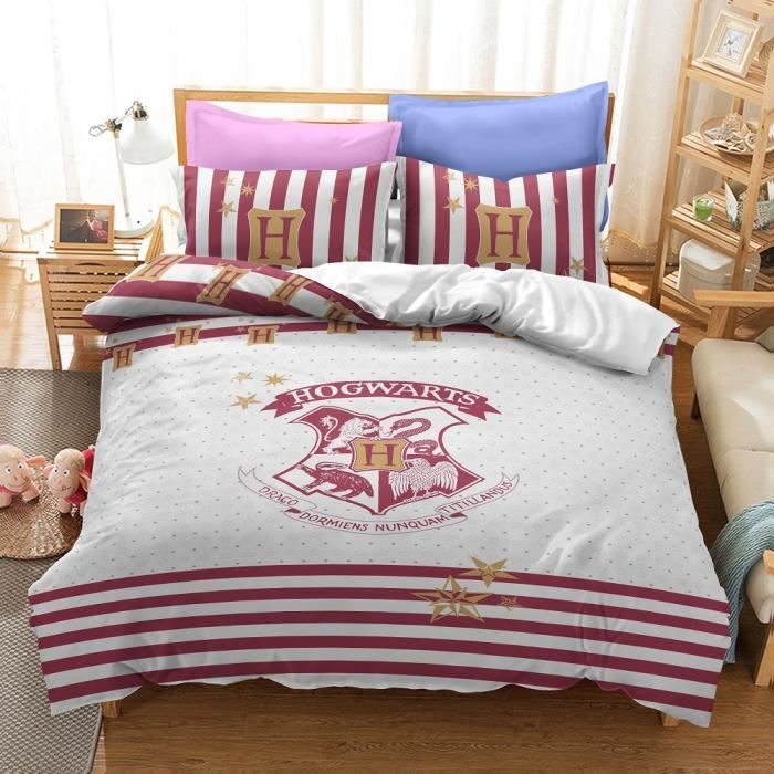 Parure De Lit Harry Potter - Housse De Couette 240x220cm + 2 Taies | Réversible | 100% Polyester | Hogwarts