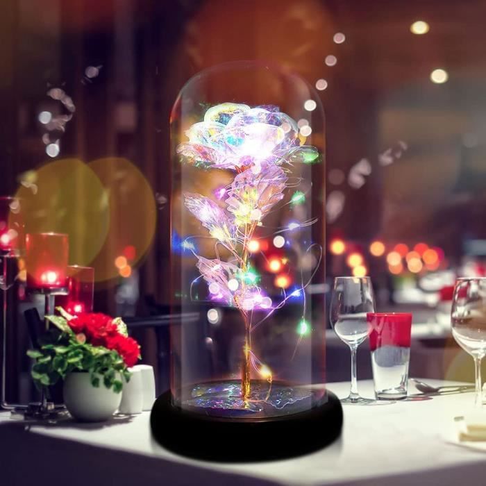 Vesaneae Rose Enchantée La Belle et la Bête - Éternelle sous Cloche en Verre avec Lumières LED - Idée Cadeau pour Femme, Anniversaire, Maman, Saint- Valentin Vesaneae Rose Enchantée La Belle et la Bête - Éternelle sous Cloche en Verre avec Lumières LED - Idée Cadeau pour Femme, Anniversaire, Maman, Saint- Valentin