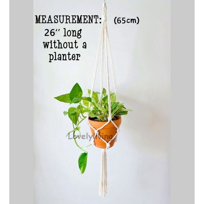 Lot De 6 Suspensions Macramé Pour Plantes - Longueurs 60/80/100cm, Corde Coton Noir - Pour Intérieur/extérieur