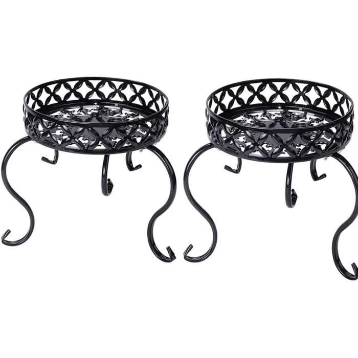 Lot De 2 Supports Métalliques Pour Plantes - 30x30x20 Cm - Capacité 100 Kg - Noir, Design Carré Moderne Pour Intérieur/extérieur - 8