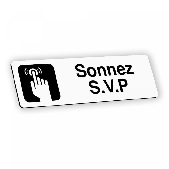 Plaque Signal tique Grav e Autocollante Sonnez S V P Blanc Format plaque-signal-tique-grav-e-autocollante-sonnez-s-v-p-blanc-format