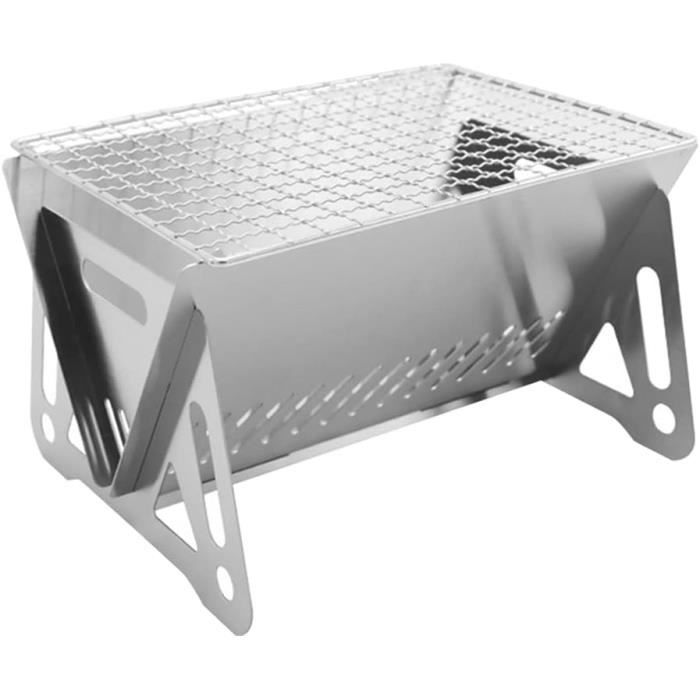 Panier Barbecue Pliable Acier Inox - Avec Poignée Bois - Parfait Légumes & Grillades Camping