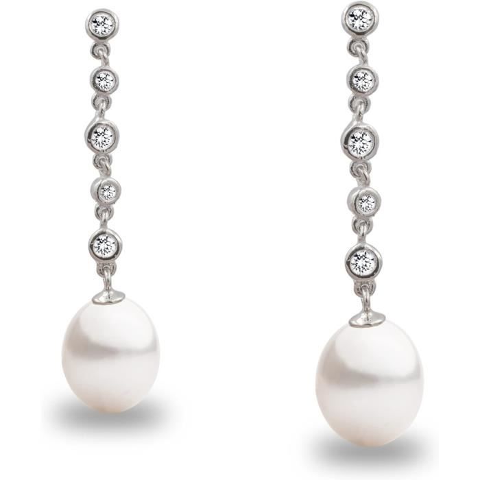 Boucles D'oreilles Perles De Culture D'eau Douce Naturelles Fait Main - Argent Fin - ROSEMIMOSA