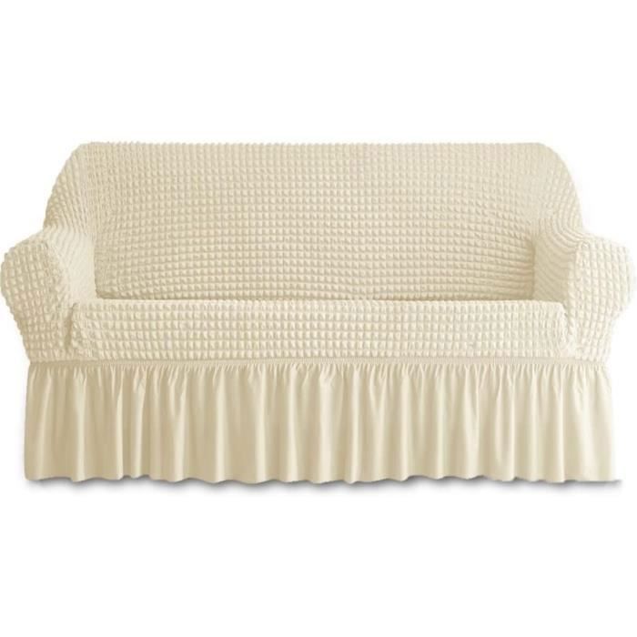 Housse de Canapé - 2 Places - HONTTOR - Durable - Haute élasticité - Taille M - Beige