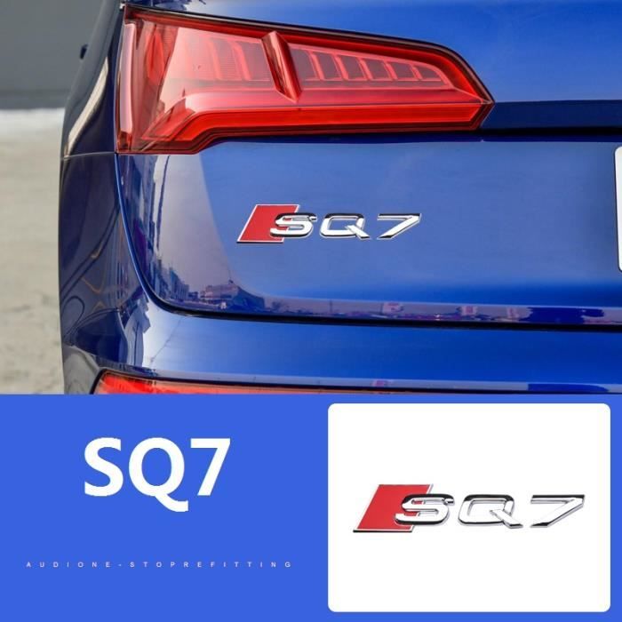 Logo SQ7 Sticker Argent Emblème pour Audi Voiture Métal Insigne