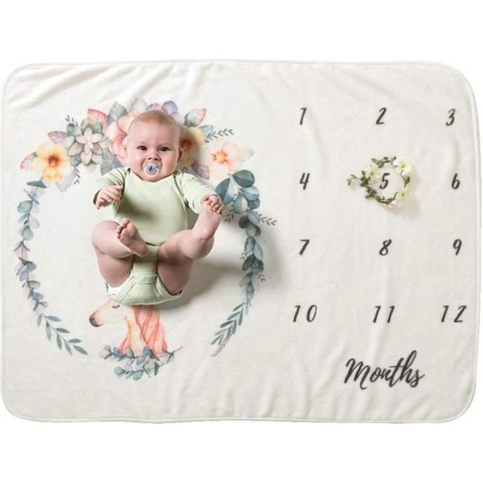 CAVN Mensuel Bébé Milestone Couverture Photo Accessoires Pousses Toile de Fond Réutilisable Bébé langer Couverture pour la Photographie 