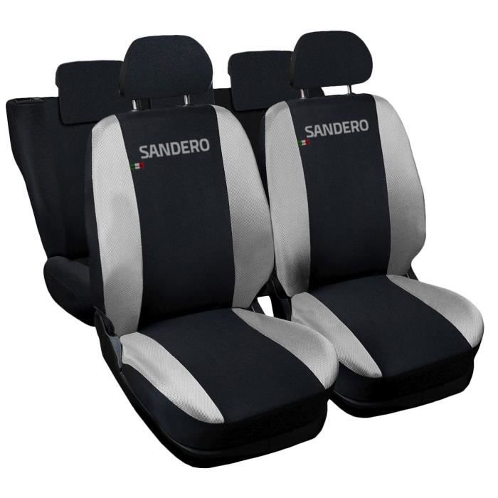Lupex Shop Housses de siège auto compatibles pour Sandero Noir Gris Clair