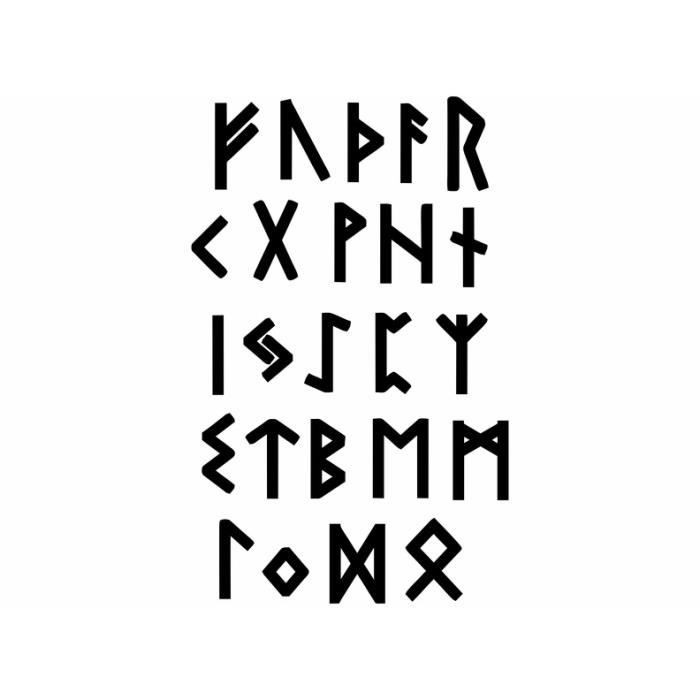 Planche autocollant sticker adhésif alphabet lettre rune runic viking ...