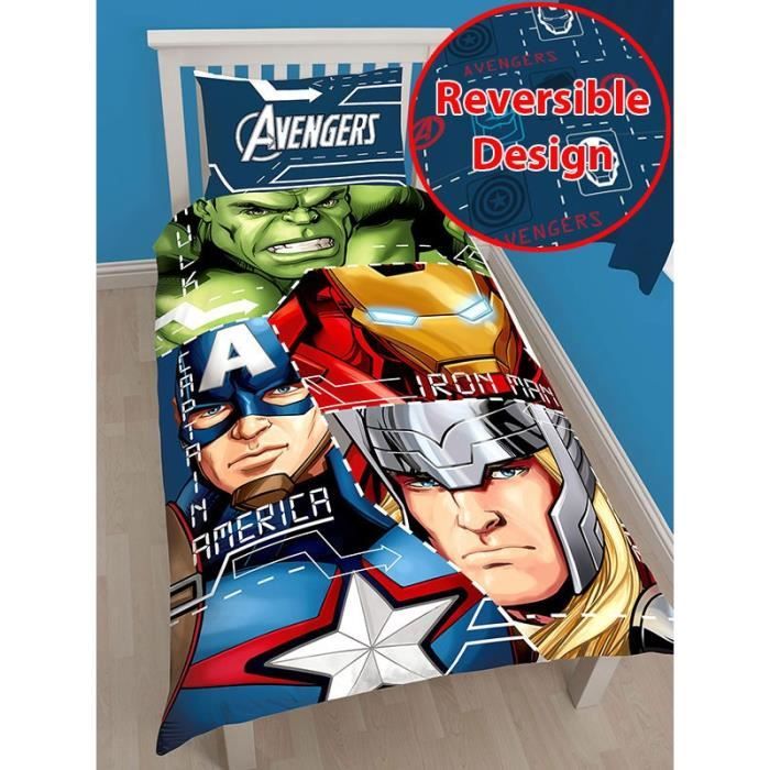 Parure De Lit Avengers Marvel Housse De Couette 140x200 Cm + Taie D'Oreiller - Officielle Enfant