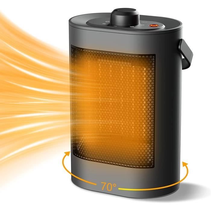 Chauffage D'appoint Soufflant PTC 1300W – 2 Modes (800W/1300W), Silencieux, Protection Surchauffe Et Basculement – Pour Salle De Bain, Bureau, Maison