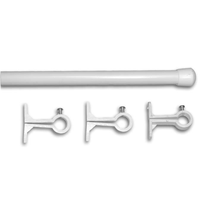 Kit penderie D16 blanc 120cm avec 2 supports blanc nylon