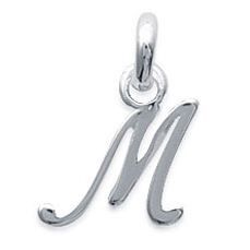 Pendentif Lettre en argent 925 - Lettre M - Hauteur 1 5cm