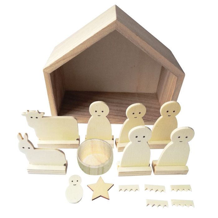 Crèche en bois 18 x 15 x 7,5 cm 13 pièces - MegaCrea DIY {couleur} - Achat  / Vente crèche de noël - Cdiscount