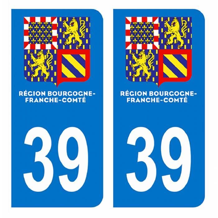 Autocollants Stickers plaque immatriculation voiture département 39