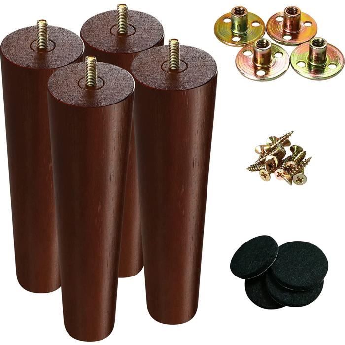 Lot De 4 Pied De Meuble Bois Massif, Pied De Lit, Pied De Table Bois De Remplacement Pour Canapé