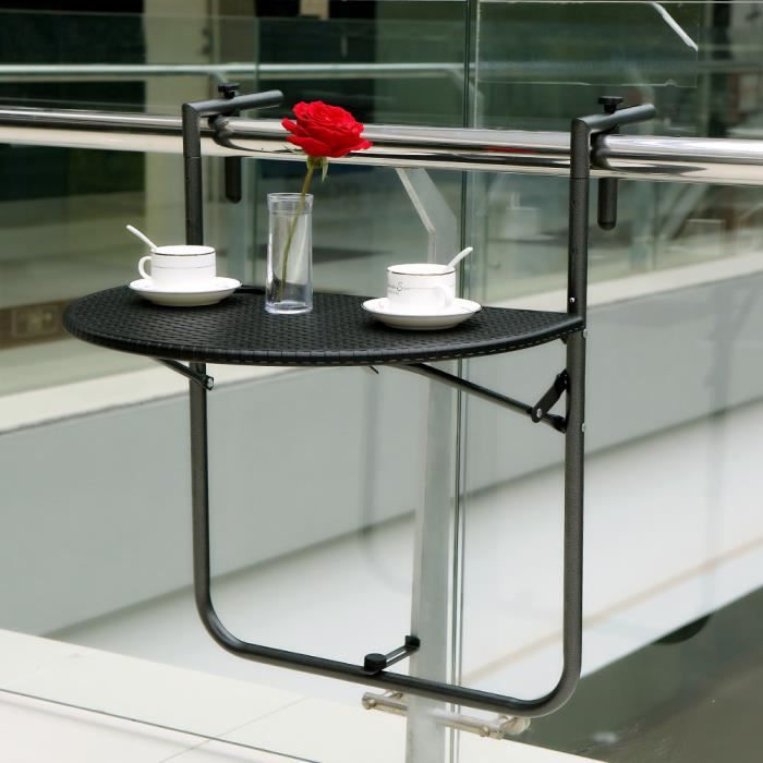 Ikayaa Table Suspendue Pliante De Balcon Terrasse Patio Table A