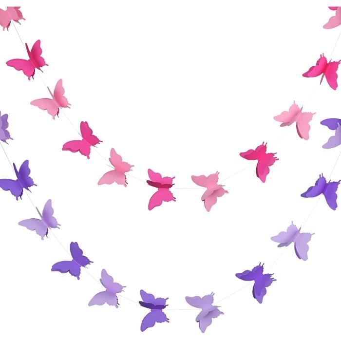 2 Pieces 3d Banniere De Papier Papillon Guirlande Suspendue Pour Le Mariage Douche De Bebe Anniversaire Et Decor A Theme 118 Pouc Cdiscount Maison